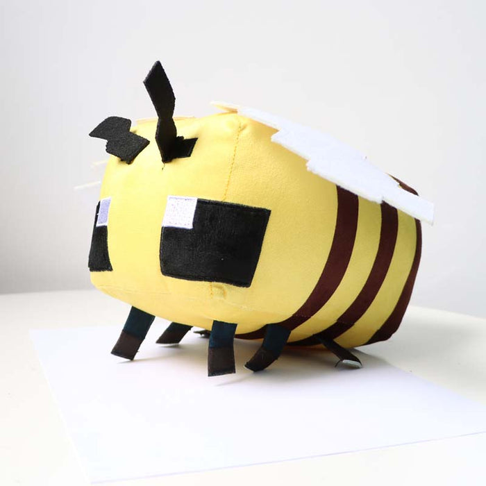 Pixel Bee Plush Toy: The Buzz-Worthy Companion: yellow, dark brown bee, cartoon style