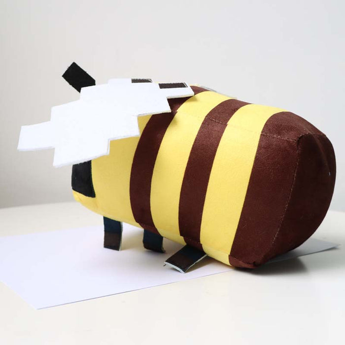 Pixel Bee Plush Toy: The Buzz-Worthy Companion: yellow, dark brown bee, cartoon style