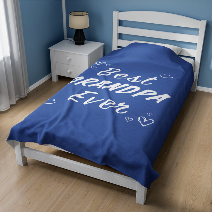 Plush Throw Blanket for an Amazing Grandfather: blue, white grandpa theme, cute handwritten typography style