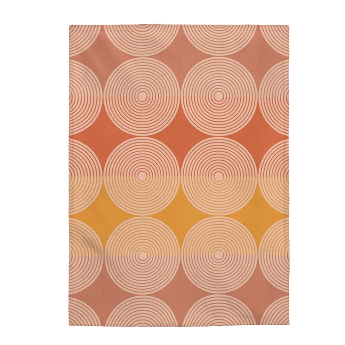 Plush Throw Blanket with Abstract Circle Design: terracotta orange, peach decorative throw blanket, modern geometric style