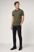 Pocketed Men's Short Sleeve Polo Army Green