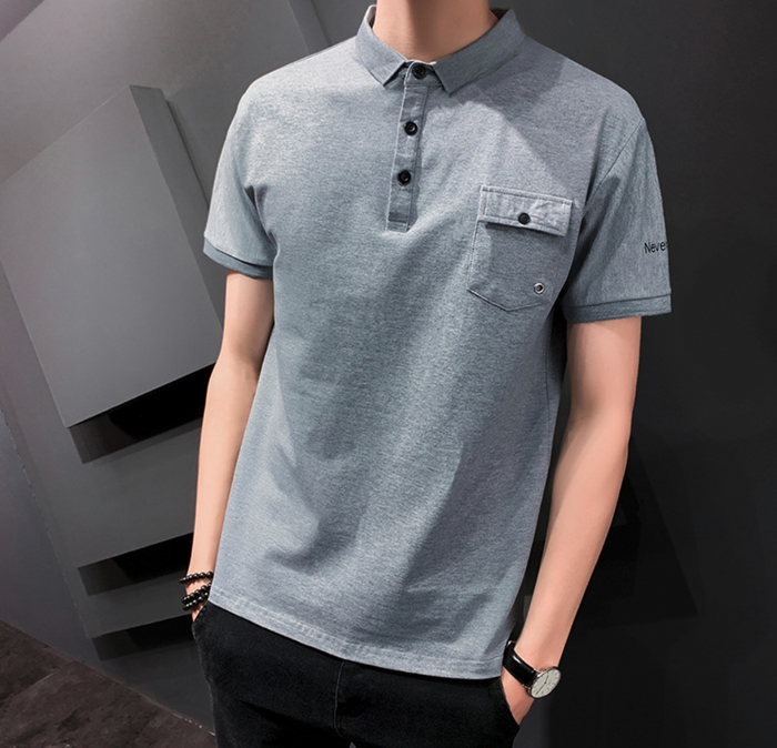 Pocketed Men's Short Sleeve Polo: olive green, dark green short-sleeve polo shirt, casual minimal style