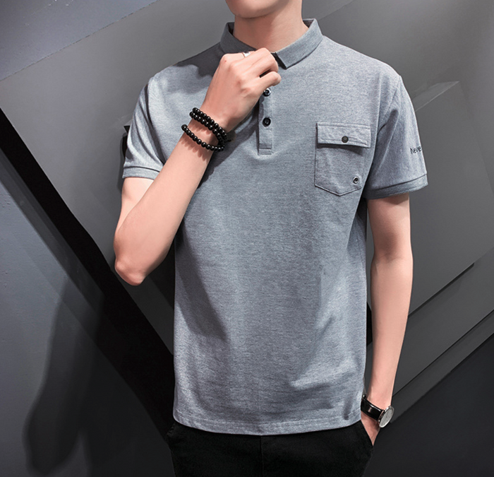 Pocketed Men's Short Sleeve Polo: olive green, dark green short-sleeve polo shirt, casual minimal style