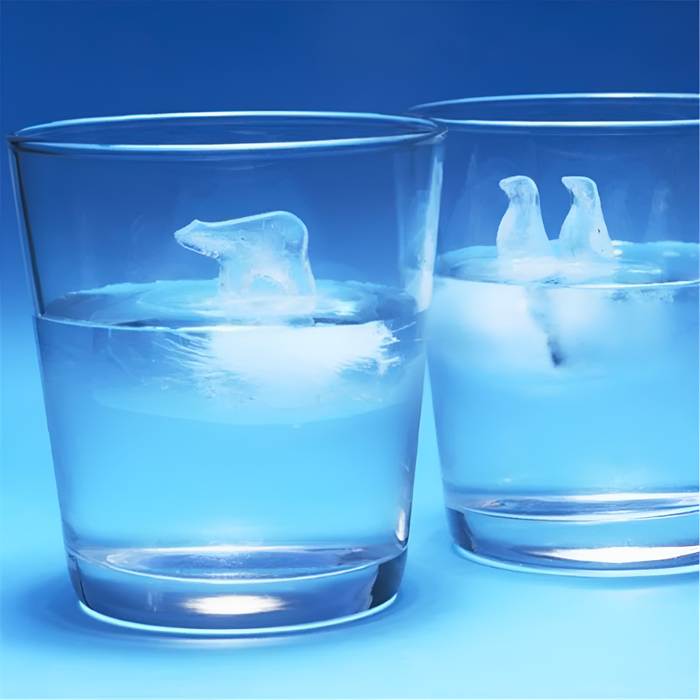 Polar Bear and Penguin Silicone Ice Cube Mold: clear, light blue polar bear shapes, minimal style
