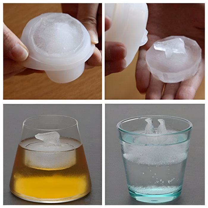 Polar Bear and Penguin Silicone Ice Cube Mold: clear, light blue polar bear shapes, minimal style