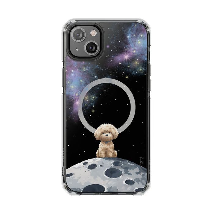 Pookie the Poodle in Space, Magnetic Clear Case for iPhone Models by Starry Fluff: black, dark blue teddy bear in space with