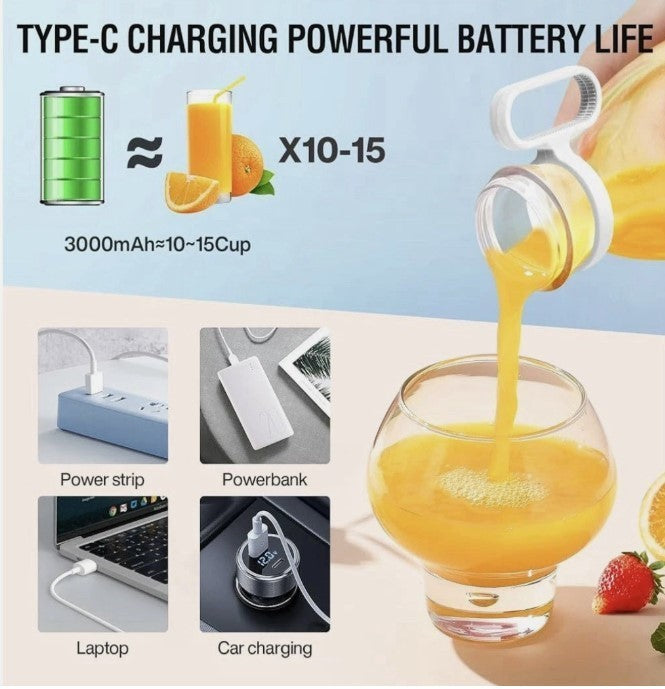 Portable Blender 350ML USB Rechargeable Smoothie Juice Maker 3000mAh Cup-192