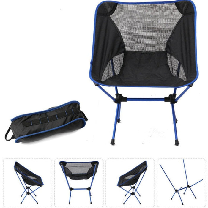 Portable Collapsible Camping Chair for Outdoor Use: black, blue folding camping chair with carrying case, minimal portable ou