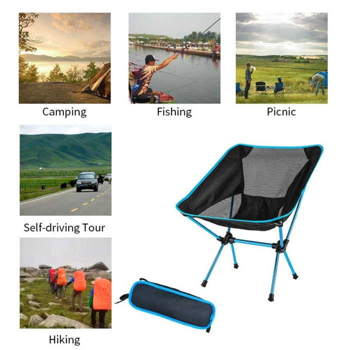 Portable Collapsible Camping Chair for Outdoor Use: black, blue folding camping chair with carrying case, minimal portable ou