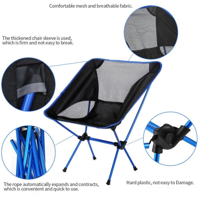 Portable Collapsible Camping Chair for Outdoor Use: black, blue folding camping chair with carrying case, minimal portable ou