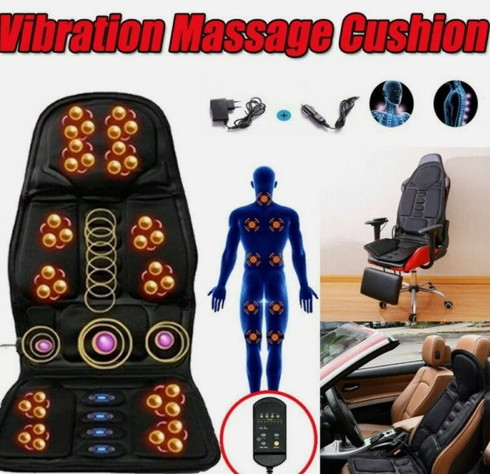 Portable Heat Therapy Massage Cushion, Enjoy the Benefits of Vibrating and Soothing Heat Anywhere: black, orange massage chai