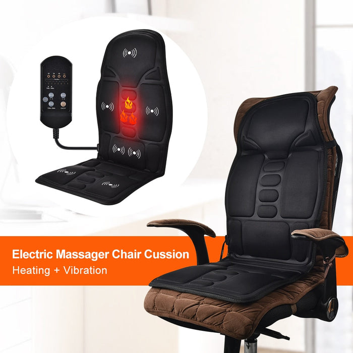Portable Heat Therapy Massage Cushion, Enjoy the Benefits of Vibrating and Soothing Heat Anywhere: black, orange massage chai