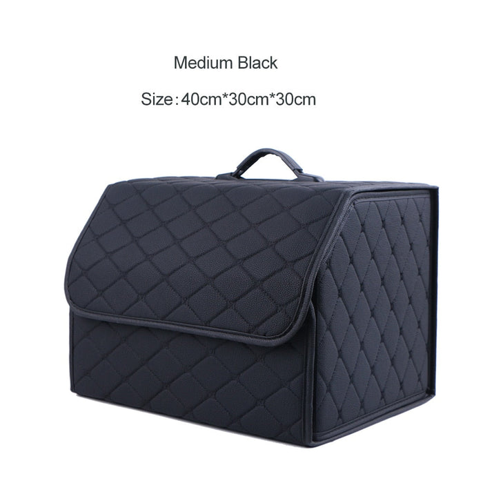 Portable Storage Solution: Streamlined Organization On-the-Go: black, dark gray quilted car trunk storage organizers, minimal