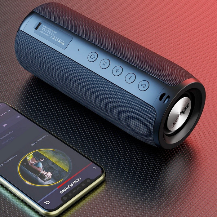 Portable Waterproof Bluetooth Subwoofer Speaker: dark blue, black portable Bluetooth speaker, modern minimal tech style