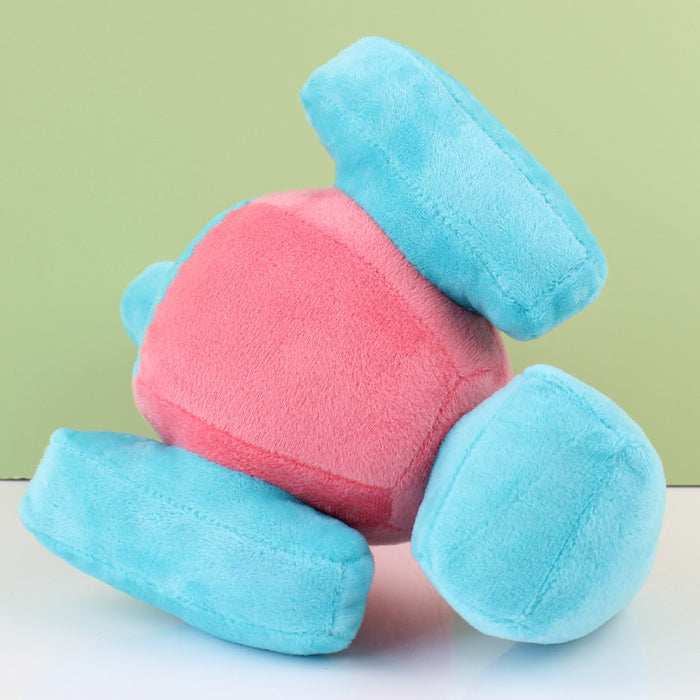 Porygon Plush Toy: Soft, Durable, Detailed: pink, turquoise blue cartoon bird character, cartoon, kawaii style