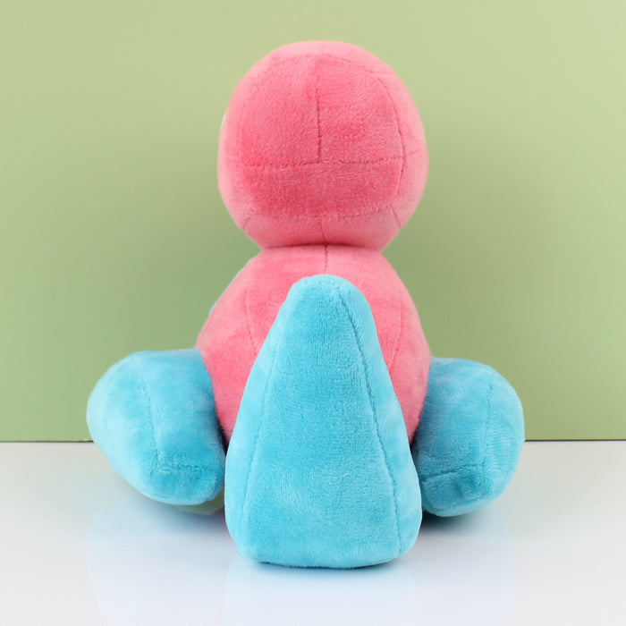 Porygon Plush Toy: Soft, Durable, Detailed: pink, turquoise blue cartoon bird character, cartoon, kawaii style