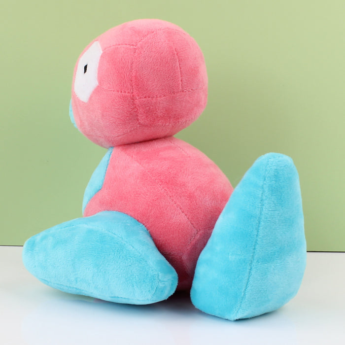 Porygon Plush Toy: Soft, Durable, Detailed: pink, turquoise blue cartoon bird character, cartoon, kawaii style