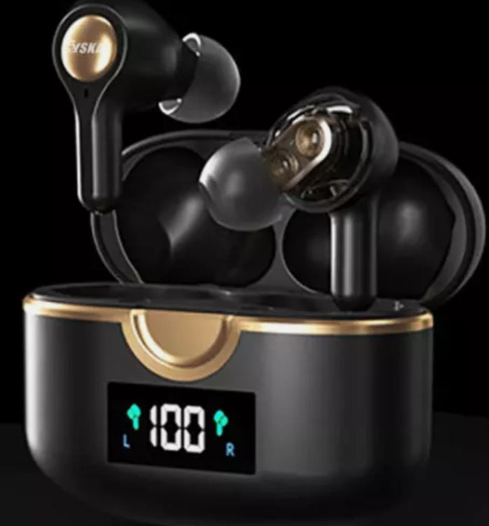 Powerful Bass Touch Bluetooth 5.0 T22PRO Earbuds with a Ninja Dragon Twist: white, black wireless earbuds with charging case