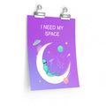Premium Matte Vertical Posters for Space Lovers: "My Space, My Rules" Design: purple, blue alien and outer space theme, carto