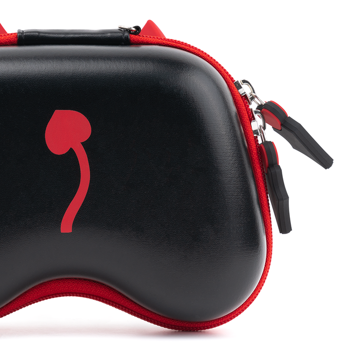 PS5 Controller Carrying Case with Handle: black, red zippered protective case, minimal style