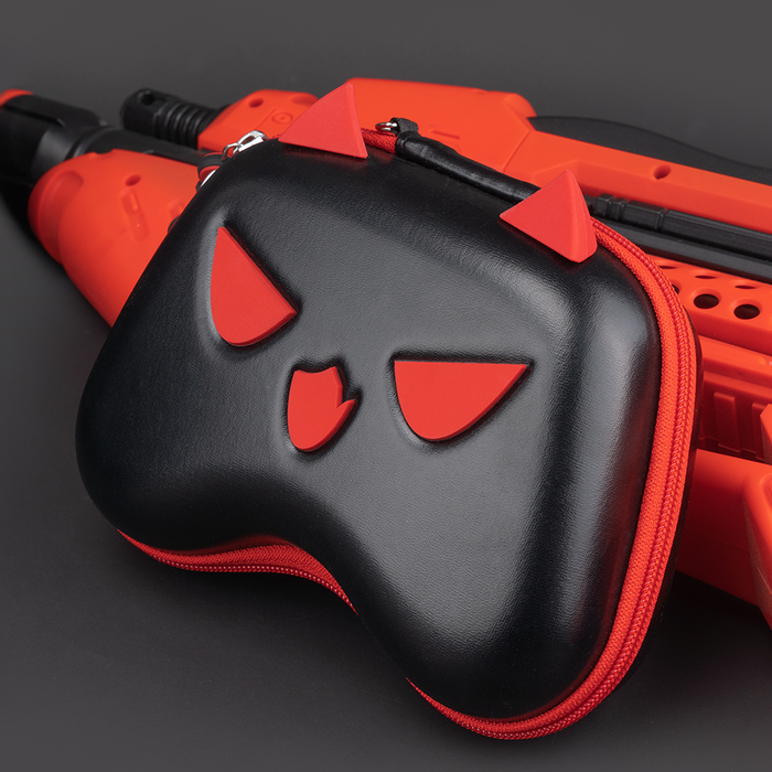 PS5 Controller Carrying Case with Handle: black, red zippered protective case, minimal style