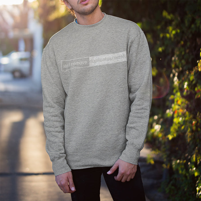 Python Logo Men's Coding Sweatshirt: heather gray, white crewneck sweatshirt, minimal style