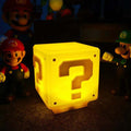 Question Mark LED Light with Sound: bright yellow, orange-yellow Super Mario question block, cartoon/video game themed style