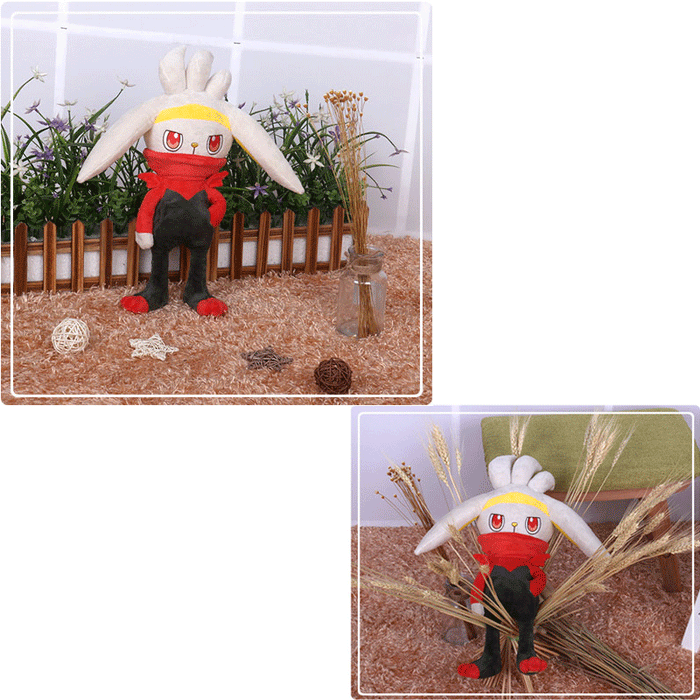 Raboot Plush Toy: Cute & Durable: white, yellow rabbit-like cartoon character, cartoon/kawaii style