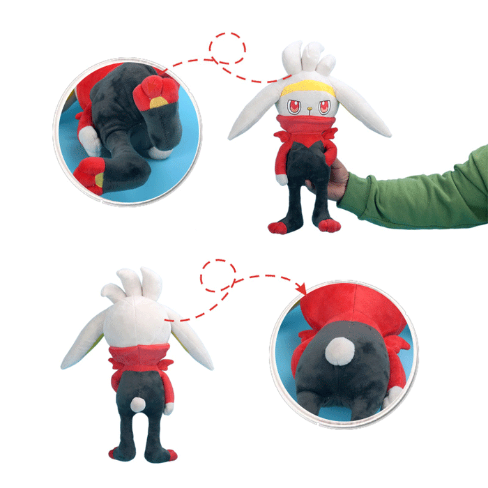 Raboot Plush Toy: Cute & Durable: white, yellow rabbit-like cartoon character, cartoon/kawaii style