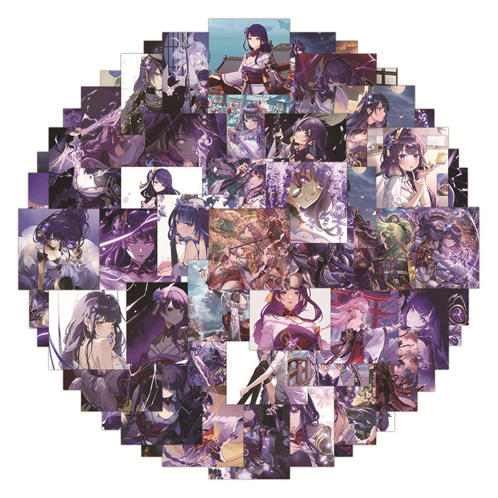 Raiden Shogun Decals: Customize and Express!: purple, black anime-style female characters, anime, fantasy, decorative collage