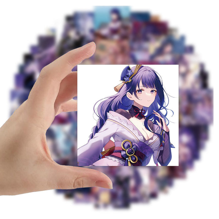 Raiden Shogun Decals: Customize and Express!: purple, black anime-style female characters, anime, fantasy, decorative collage