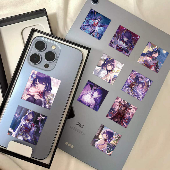 Raiden Shogun Decals: Customize and Express!: purple, black anime-style female characters, anime, fantasy, decorative collage