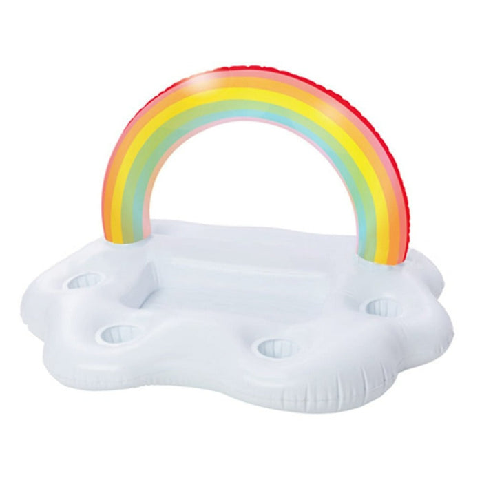 Rainbow Inflatable Floating Bar, Perfect for Food and Drinks: white, red rainbow, playful colorful style
