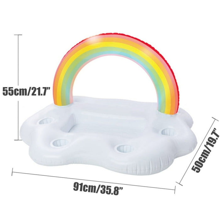 Rainbow Inflatable Floating Bar, Perfect for Food and Drinks: white, red rainbow, playful colorful style