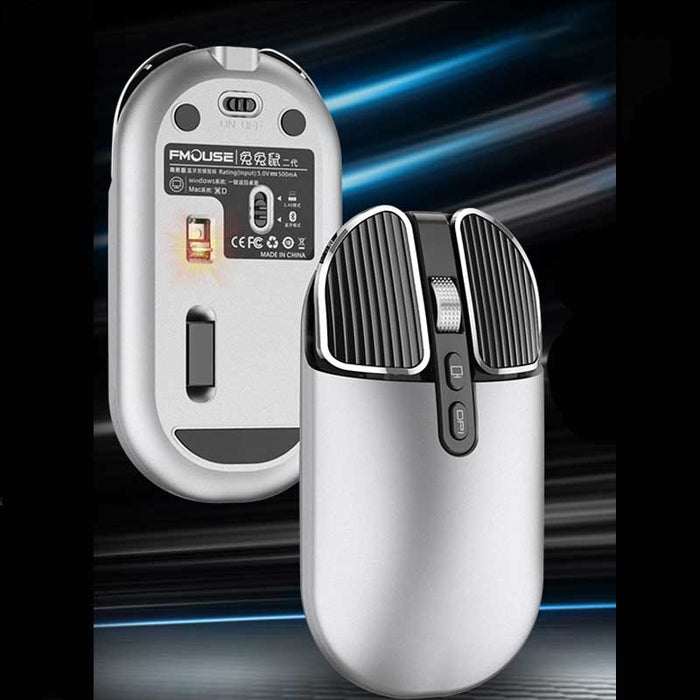 Rechargeable Bluetooth Wireless Mouse, 2400 DPI: silver, black wireless computer mouse, minimal modern style