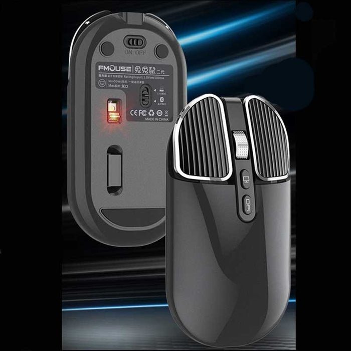 Rechargeable Bluetooth Wireless Mouse, 2400 DPI: silver, black wireless computer mouse, minimal modern style