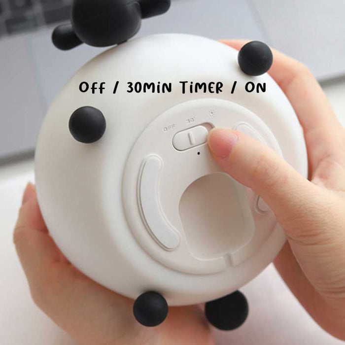 Rechargeable Rabbit Night Light with Timer: white, black sheep, cute minimalist cartoon style