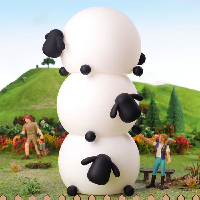 Rechargeable Rabbit Night Light with Timer: white, black sheep, cute minimalist cartoon style