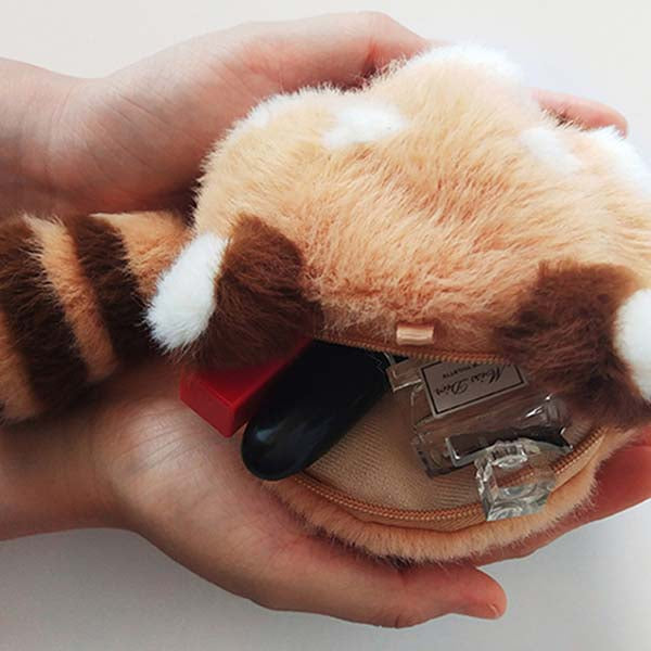 Red Panda Plush Wallet, Cute & Functional: orange-brown, white red panda, cute cartoon style