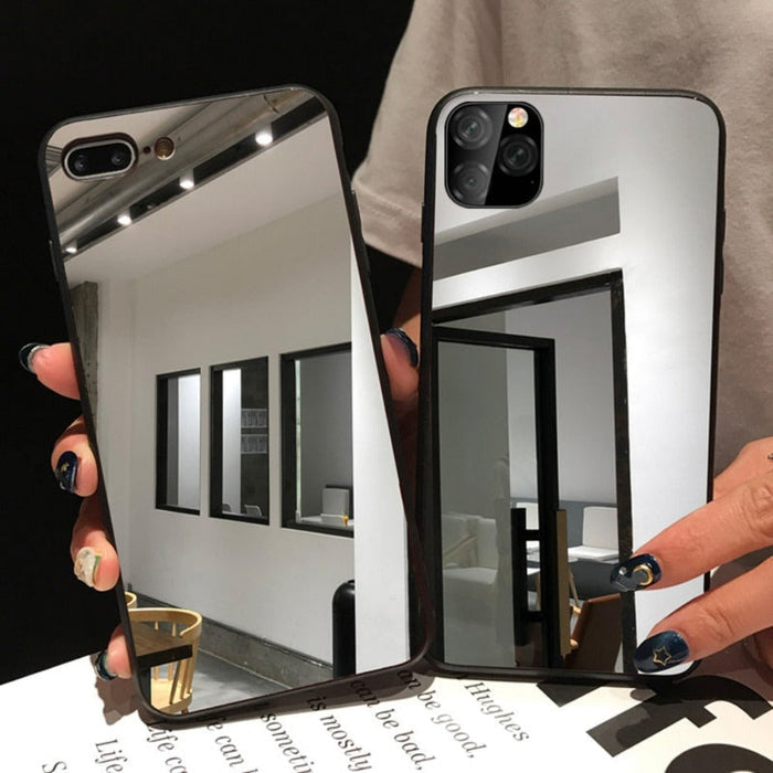 Reflective iPhone Case: silver, black smartphone cases, minimal style
