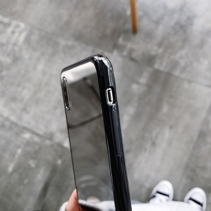 Reflective iPhone Case: silver, black smartphone cases, minimal style