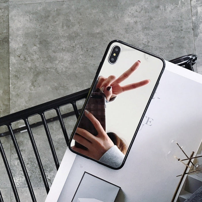 Reflective iPhone Case: silver, black smartphone cases, minimal style