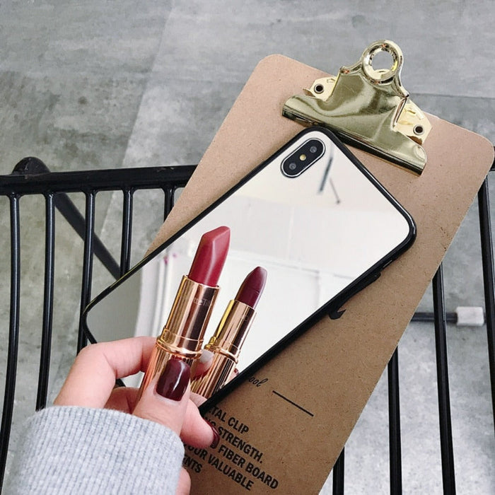 Reflective iPhone Case: silver, black smartphone cases, minimal style