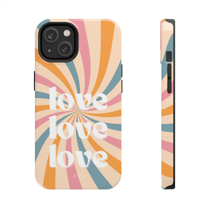 Retro Affection Touch Case for Wireless Charging on iPhone: cream, orange smartphone case, retro graphic style