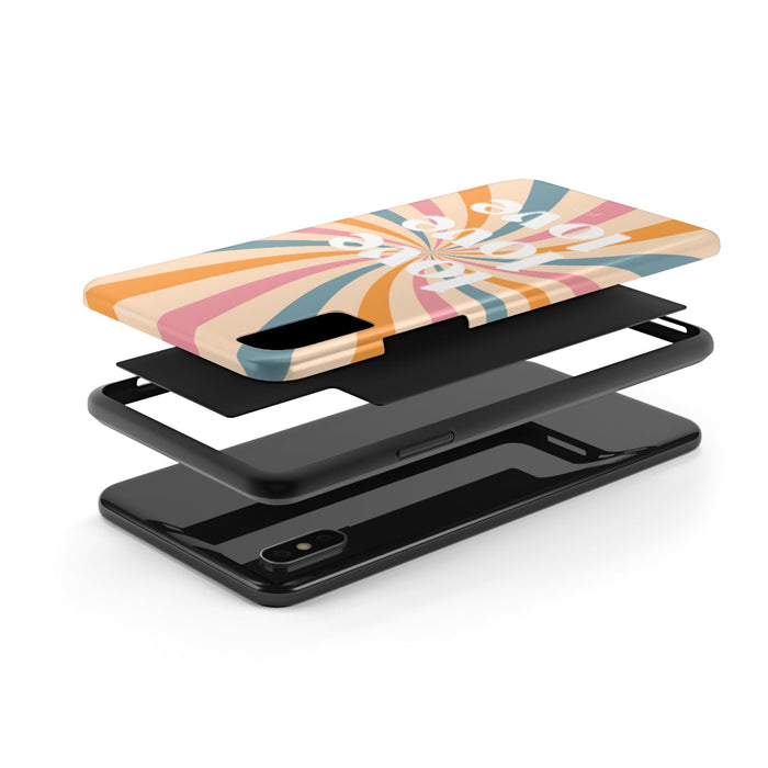 Retro Affection Touch Case for Wireless Charging on iPhone: cream, orange smartphone case, retro graphic style