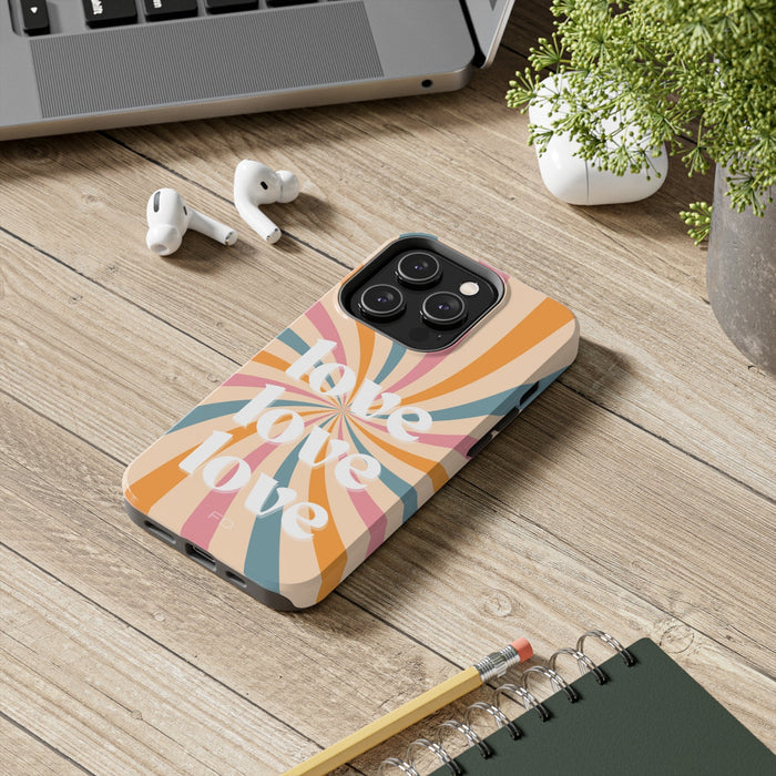 Retro Affection Touch Case for Wireless Charging on iPhone: cream, orange smartphone case, retro graphic style