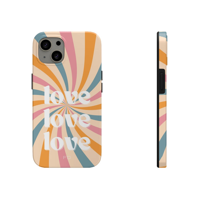 Retro Affection Touch Case for Wireless Charging on iPhone: cream, orange smartphone case, retro graphic style