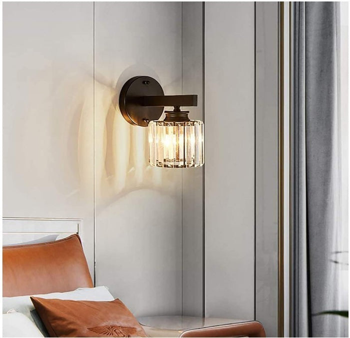 Retro Crystal Wall Light Living Room E27 Modern Black Wall Lamp Hardwired-219