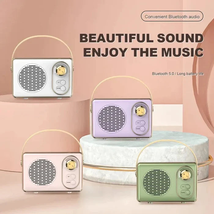 Retro Mini Wireless Bluetooth Speaker with Adjustable Knob: mint green, gold portable speaker, retro, minimal style