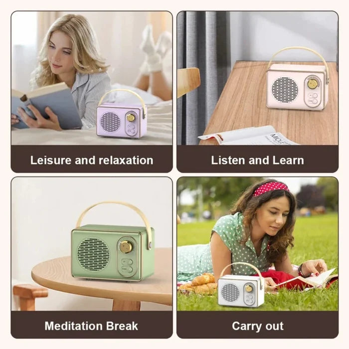 Retro Mini Wireless Bluetooth Speaker with Adjustable Knob: mint green, gold portable speaker, retro, minimal style